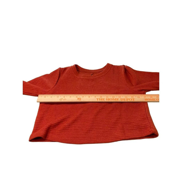 Orange Ribbed Knit Cropped Top With Bell Sleeves & Cutout Back Size S - Picture 8 of 11